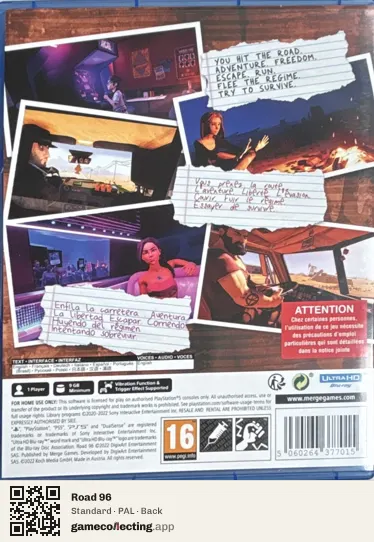 Road 96 PlayStation 5, PAL box back