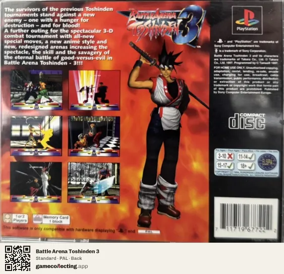 Battle Arena Toshinden 3 PlayStation, PAL box back