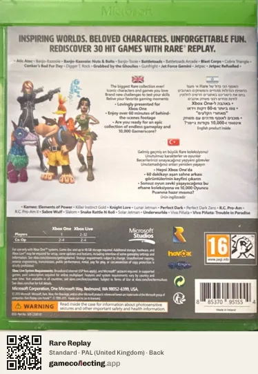 Rare Replay Xbox One, United Kingdom box back