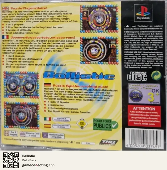 Ballistic PlayStation, PAL box back