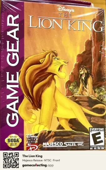 The Lion King Sega Game Gear, NTSC box front