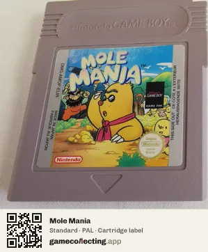 Mole Mania Game Boy, PAL cartridge label