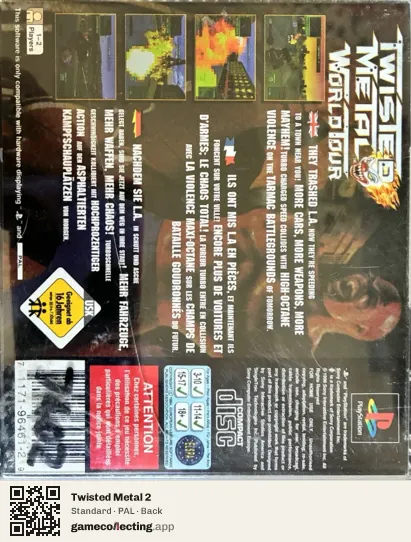 Twisted Metal 2 PlayStation, PAL box back