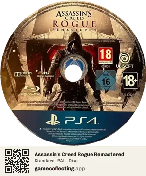 Assassin's Creed Rogue Remastered PlayStation 4, PAL disc