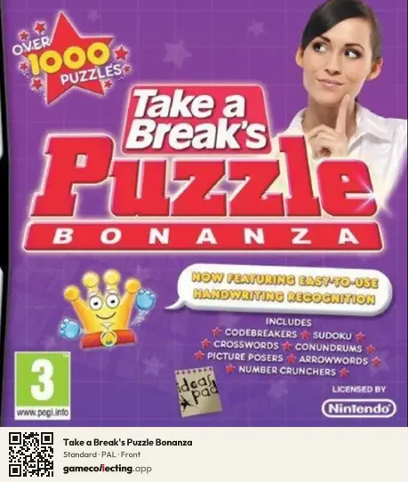 Take a Break's Puzzle Bonanza Nintendo DS, PAL box front