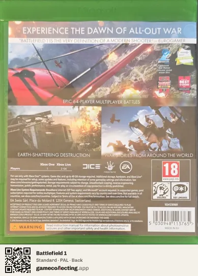 Battlefield 1 Xbox One, PAL box back