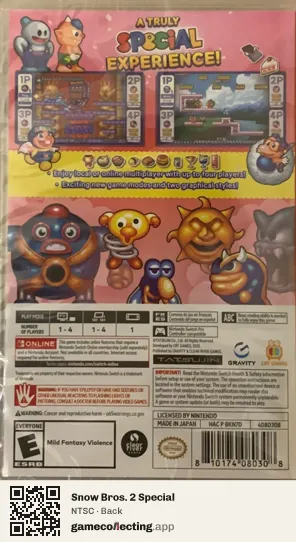 Snow Bros. 2 Special Nintendo Switch, NTSC box back