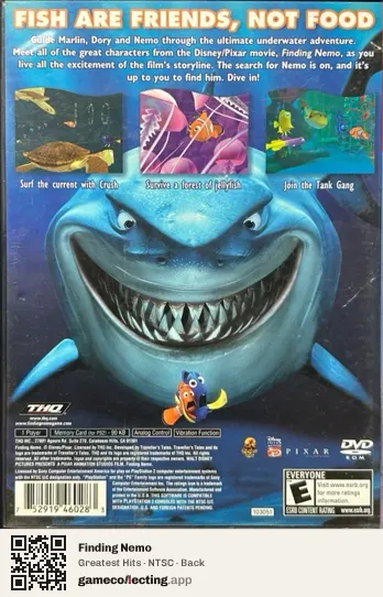 Finding Nemo PlayStation 2, NTSC box back