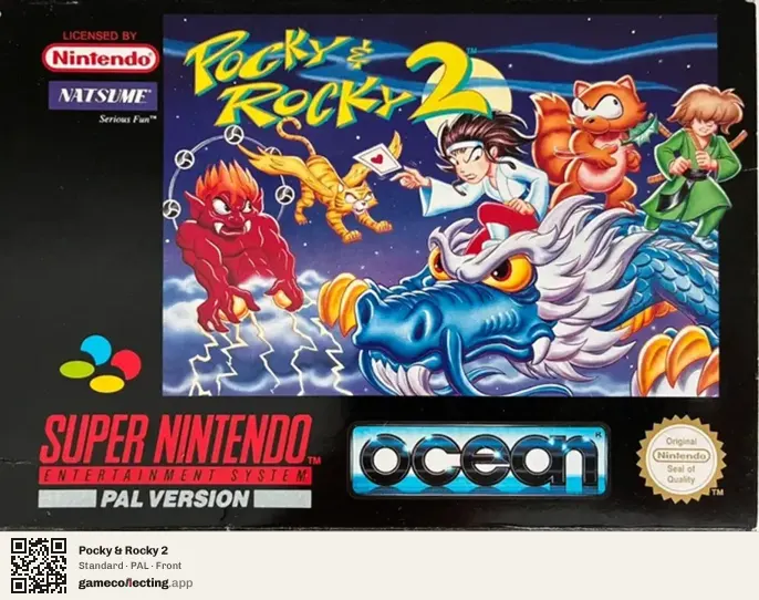 Pocky & Rocky 2 Super Nintendo Entertainment System, PAL box front