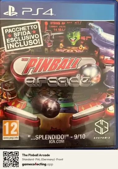 The Pinball Arcade PlayStation 4, Germany box front