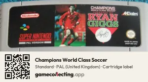 Champions World Class Soccer Super Nintendo Entertainment System, PAL cartridge label
