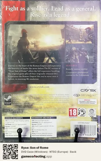 Ryse: Son of Rome Computer, Europe box back