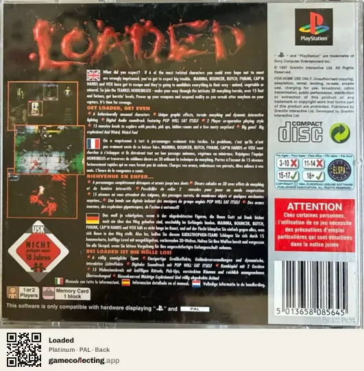 Loaded PlayStation, PAL box back