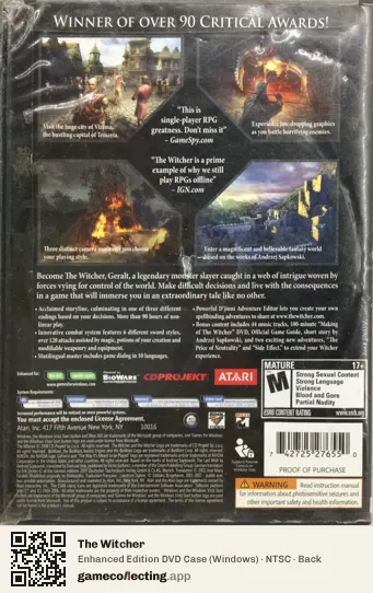 The Witcher Computer, NTSC box back