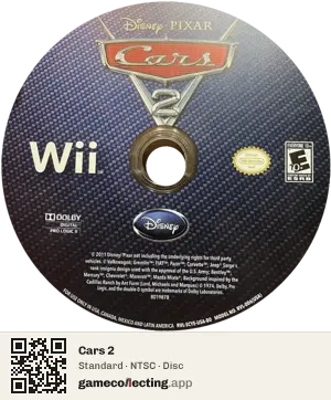 Cars 2 Nintendo Wii, NTSC disc