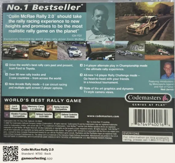 Colin McRae Rally 2.0 PlayStation, NTSC box back