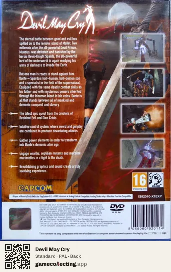 Devil May Cry PlayStation 2, PAL box back