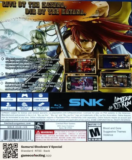 Samurai Shodown V Special PlayStation 4, NTSC box back