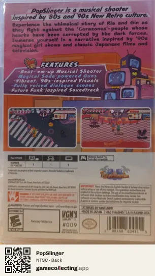 PopSlinger Nintendo Switch, NTSC box back