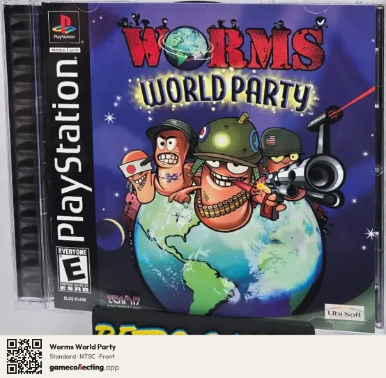 Worms World Party PlayStation, NTSC box front