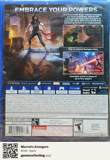 Marvel's Avengers PlayStation 4, NTSC box back