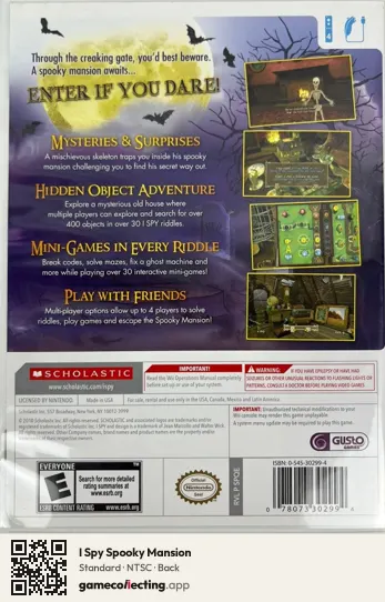 I Spy Spooky Mansion Nintendo Wii, NTSC box back