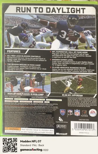 Madden NFL 07 Xbox 360, PAL box back