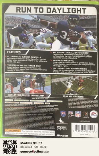 Madden NFL 07 Xbox 360, PAL box back