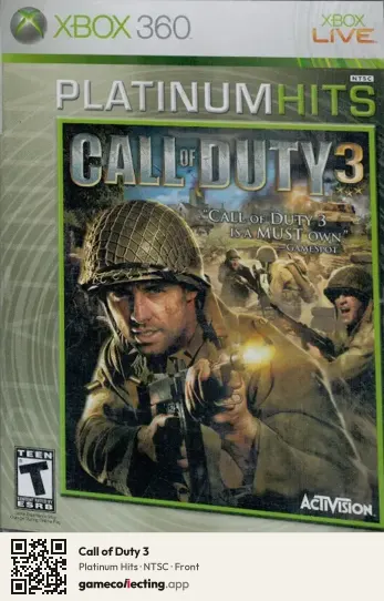 Call of Duty 3 Xbox 360, NTSC box front