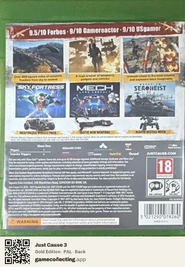 Just Cause 3 Xbox One, PAL box back