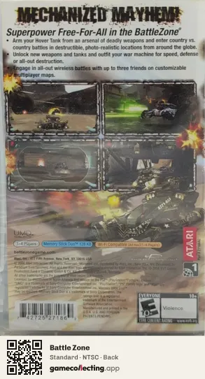 Battle Zone PlayStation Portable, NTSC box back