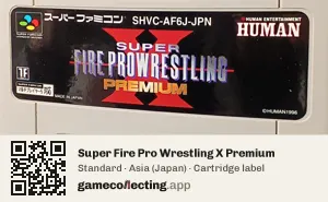Super Fire Pro Wrestling X Premium Super Nintendo Entertainment System, Asia cartridge label
