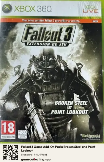 Fallout 3 Game Add-On Pack: Broken Steel and Point Lookout Xbox 360, PAL box front