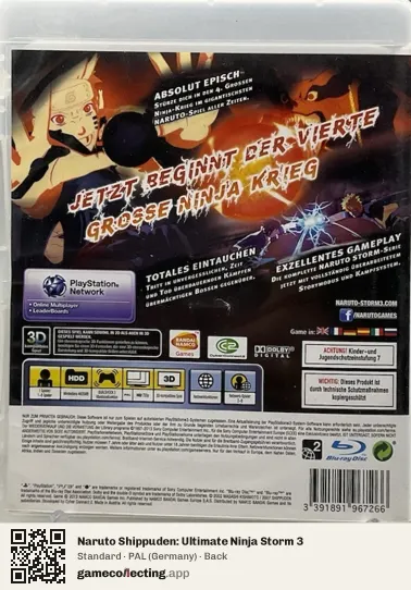 Naruto Shippuden: Ultimate Ninja Storm 3 PlayStation 3, Germany box back