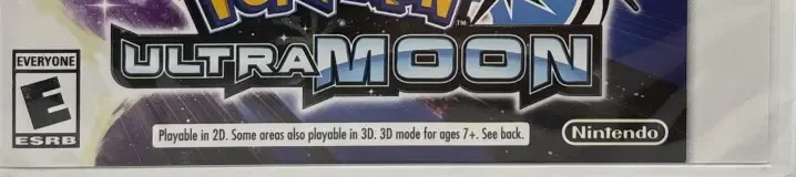 Pokémon Ultra Moon, the ESRB box on its front