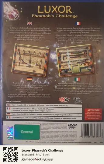 Luxor: Pharaoh's Challenge PlayStation 2, PAL box back