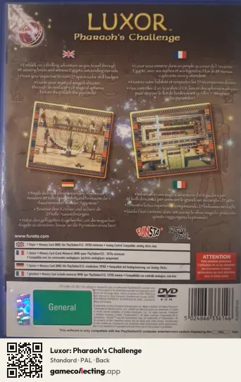 Luxor: Pharaoh's Challenge PlayStation 2, PAL box back