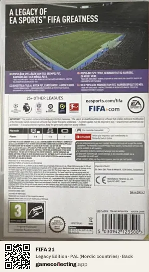 FIFA 21 Nintendo Switch, Nordic countries box back