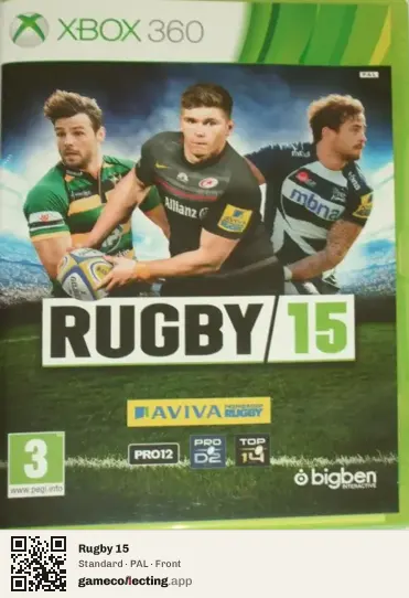 Rugby 15 Xbox 360, PAL box front