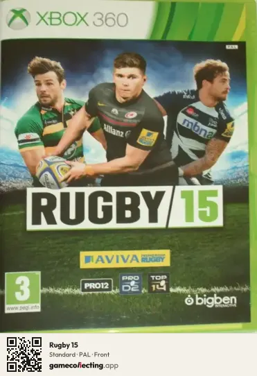 Rugby 15 Xbox 360, PAL box front