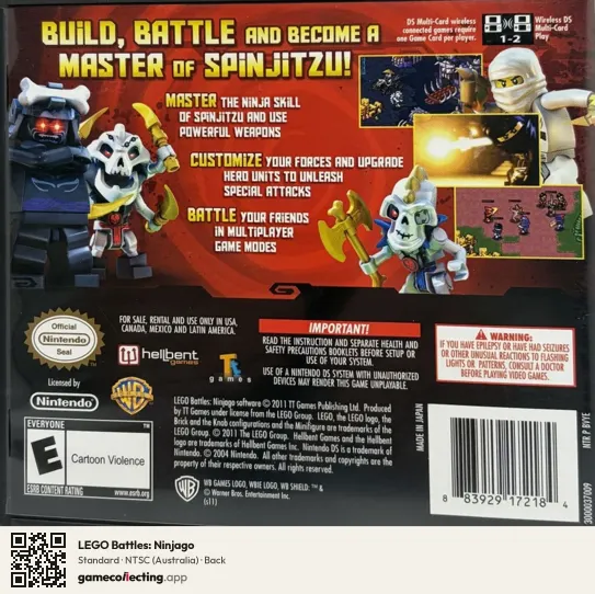 LEGO Battles: Ninjago Nintendo DS, Australia box back