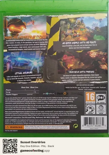 Sunset Overdrive Xbox One, PAL box back