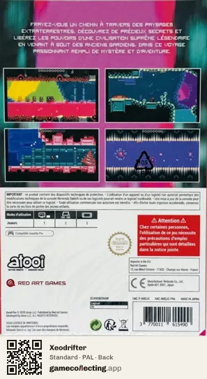 Xeodrifter Nintendo Switch, PAL box back