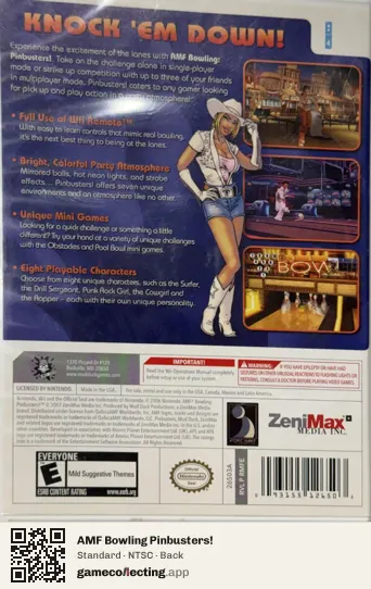 AMF Bowling Pinbusters! Nintendo Wii, NTSC box back