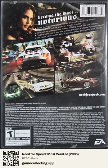Need for Speed: Most Wanted (2005) Computer, NTSC box back