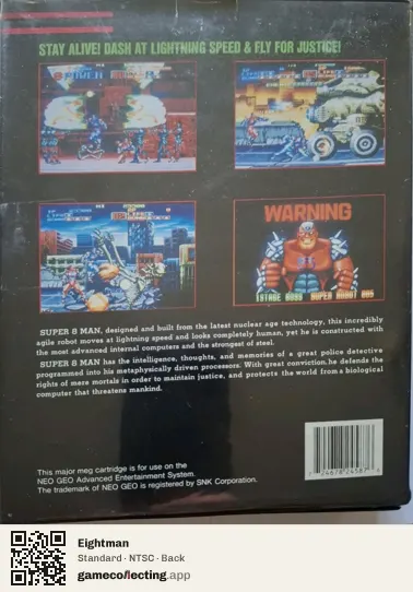 Eightman Neo Geo AES, NTSC box back
