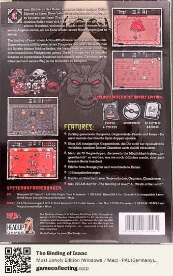 The Binding of Isaac Computer, Germany box back