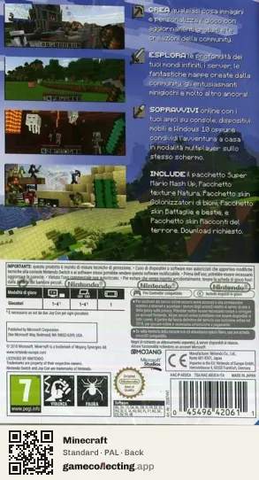 Minecraft Nintendo Switch, PAL box back