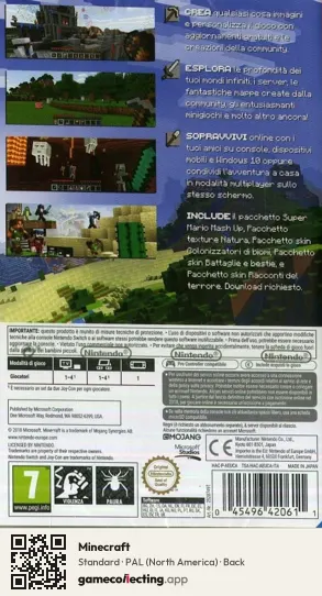 Minecraft Nintendo Switch, North America box back