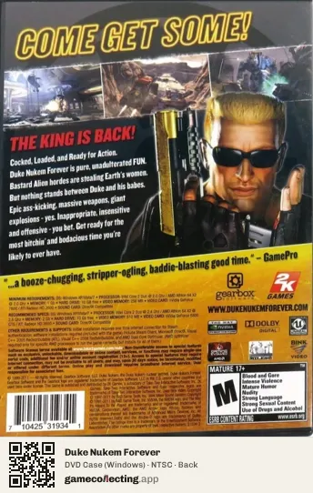 Duke Nukem Forever Computer, NTSC box back